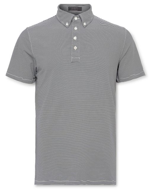 G/Fore Feeder Button-Down Collar Striped Tech-Piqué Golf Polo Shirt S