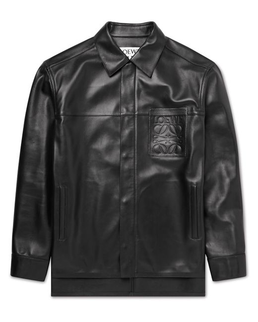 Loewe Logo-Debossed Leather Jacket IT 46