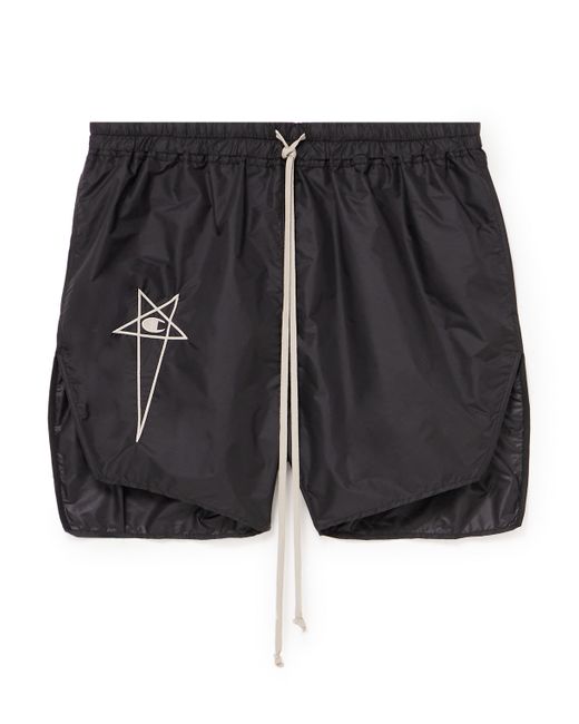 Rick Owens Champion Dolphin Straight-Leg Embroidered Recycled-Shell Shorts XS