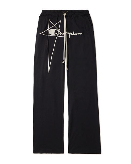 Rick Owens Champion Dietrich Logo-Embroidered Organic Cotton-Jersey Sweatpants XS