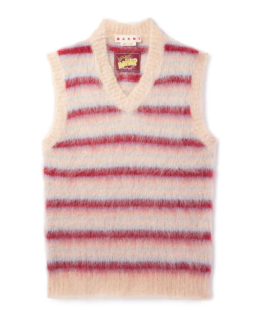 Marni Brushed Striped Mohair-Blend Sweater Vest IT 46