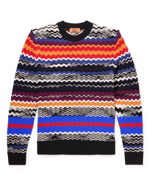 Missoni Slim-Fit Striped Crochet-Knit Wool-Blend Sweater IT 46