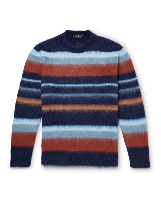 Etro Striped Brushed Mohair-Blend Sweater S