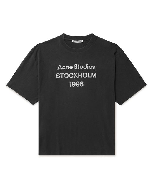 Acne Studios Exford Distressed Logo-Print Cotton-Jersey T-Shirt XS