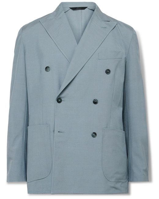 Brioni Unstructured Double-Breasted Silk Suit Jacket S