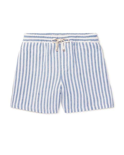 Loro Piana Bermuda Bay Straight-Leg Striped Linen Drawstring Shorts XS