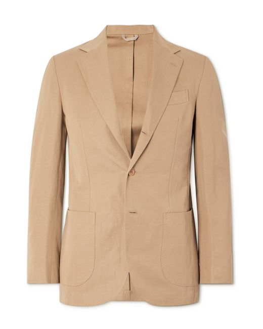 De Petrillo Unstructured Cotton and Linen-Blend Suit Jacket IT 46