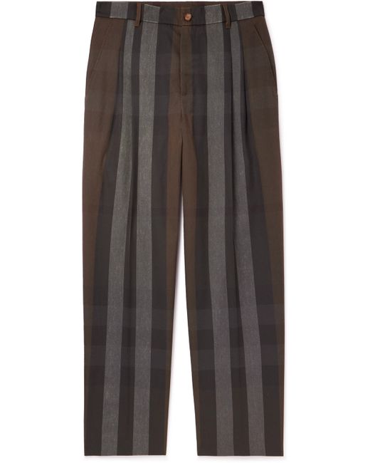 Burberry Straight-Leg Pleated Checked Twill Trousers IT 46