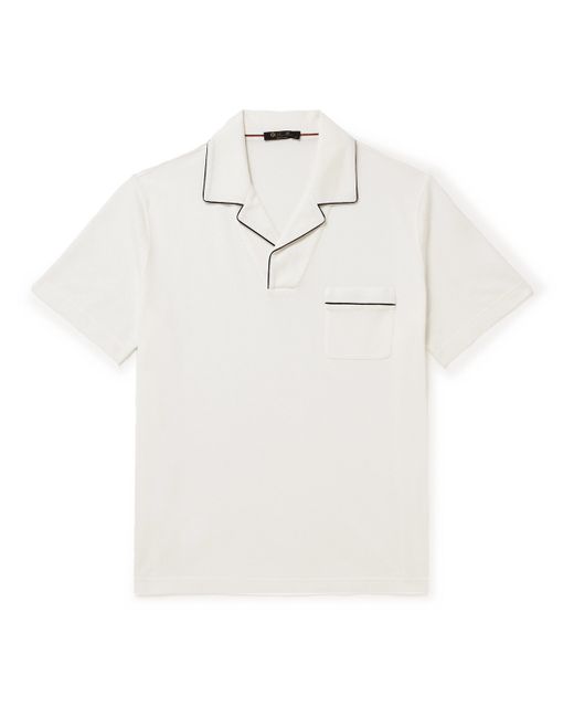 Loro Piana Manihi Camp-Collar Cotton-Blend Piqué Polo Shirt M