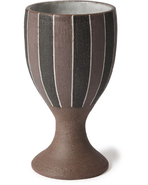 Japanese Craft Asakano Gama Striped Ceramic Wine Glass