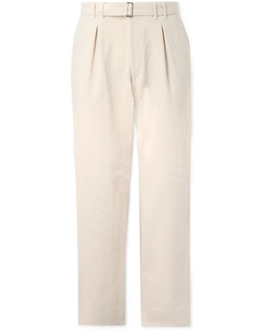 Stòffa Tapered Pleated Belted Cotton-Twill Trousers IT 46
