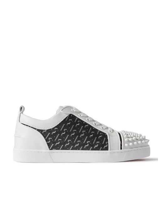 Christian Louboutin Louis Junior Spikes Rubber-Trimmed Mesh and Suede Sneakers EU 40