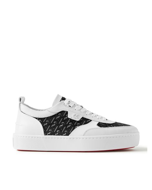 Christian Louboutin Happyrui Rubber-Trimmed Mesh and Leather Sneakers EU 40