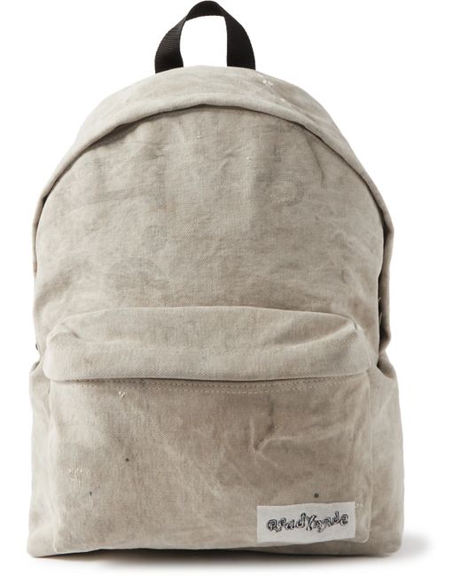 Readymade Logo-Appliquéd Distressed Cotton-Canvas Backpack