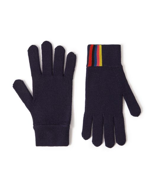 Paul Smith Striped Ribbed Merino Wool Gloves