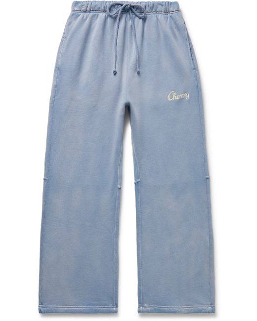 Cherry La Straight-Leg Logo-Embroidered Cotton-Jersey Sweatpants M