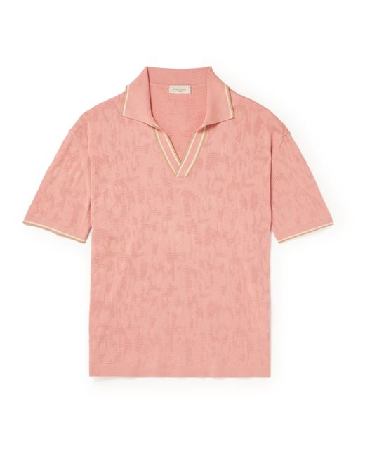 Piacenza Cashmere Striped Cotton-Jacquard Polo Shirt IT 46