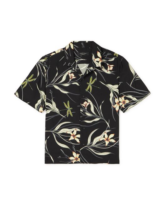 Rag & Bone Avery Convertible-Collar Printed Crepe Shirt XS