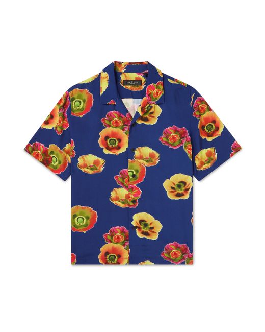 Rag & Bone Avery Convertible-Collar Floral-Print Crepe Shirt XS