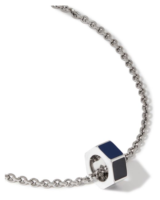 Lanvin Platinum-Plated Enamel Pendant Necklace