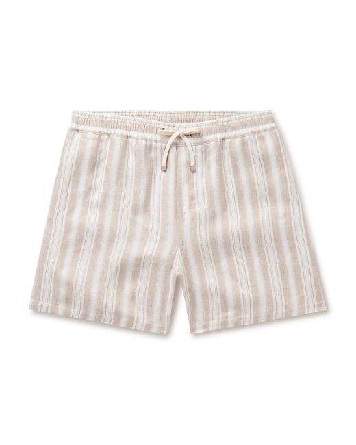 Loro Piana Bermuda Bay Straight-Leg Striped Linen Drawstring Shorts S