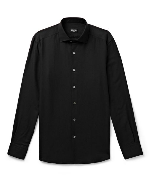 Z Zegna Cotton and Cashmere-Blend Twill Shirt S