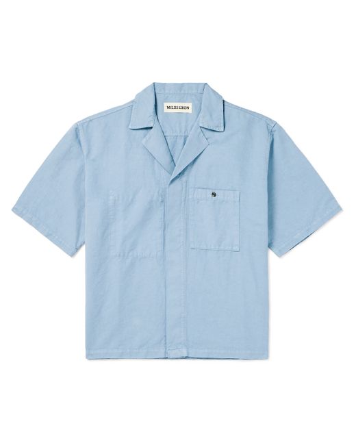 Miles Leon Camp-Collar Cotton and Linen-Blend Shirt S