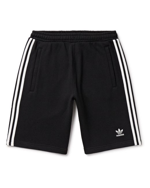 Adidas Originals Straight-Leg Logo-Embroidered Striped Cotton-Jersey Drawstring Shorts XS