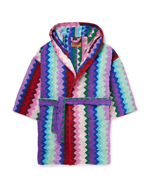 Missoni Home Chantal Striped Cotton-Terry Jacquard Hooded Robe S