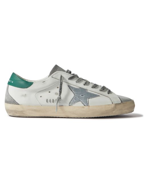 Golden Goose Super-Star Distressed Suede-Trimmed Leather Sneakers EU 39