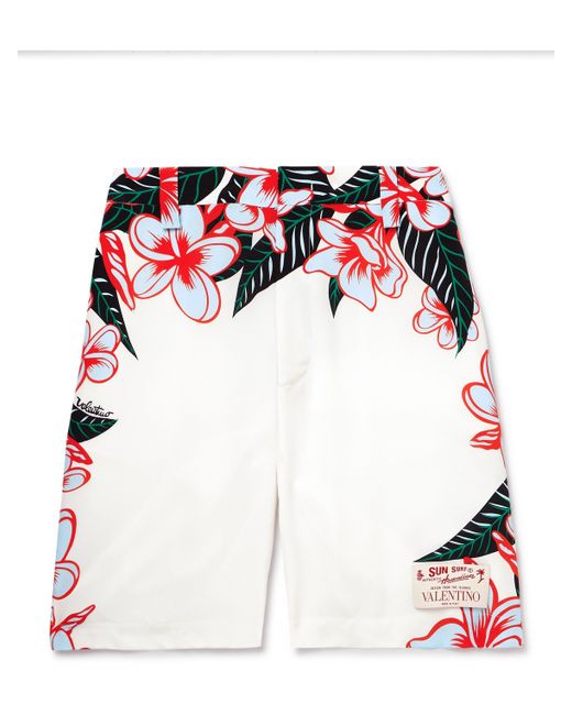 Valentino Garavani Sun Surf Straight-Leg Floral-Print Cotton-Poplin Bermuda Shorts IT 46
