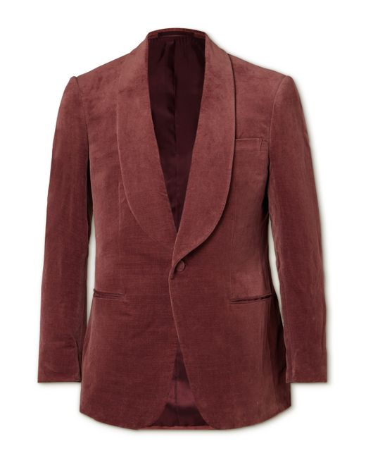 Kingsman Slim-Fit Shawl-Collar Cotton and Linen-Blend Velvet Tuxedo Jacket IT 46