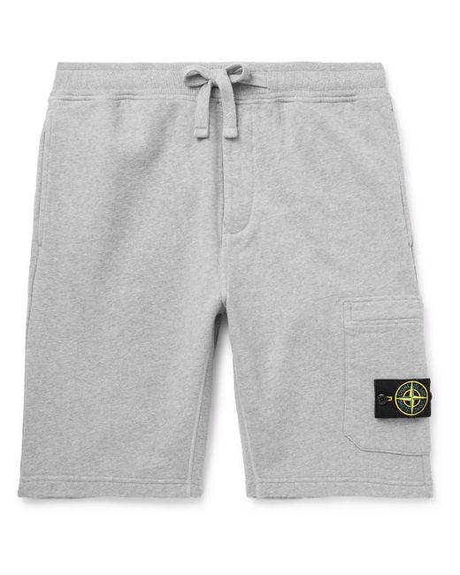 Stone Island Straight-Leg Logo-Appliquéd Garment-Dyed Cotton-Jersey Shorts S