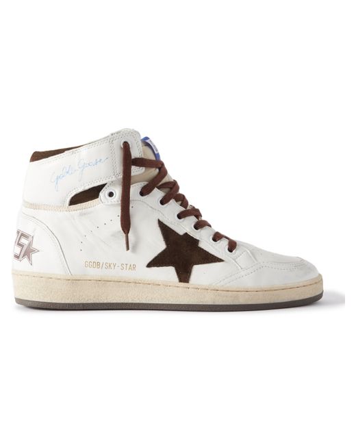 Golden Goose Sky Star Distressed Leather High-Top Sneakers EU 40