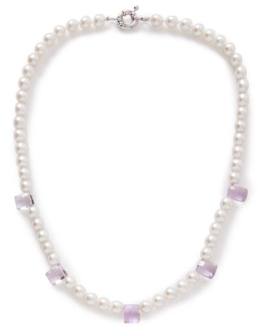 Polite Worldwide® POLITE WORLDWIDE Sterling Pearl and Amethyst Necklace