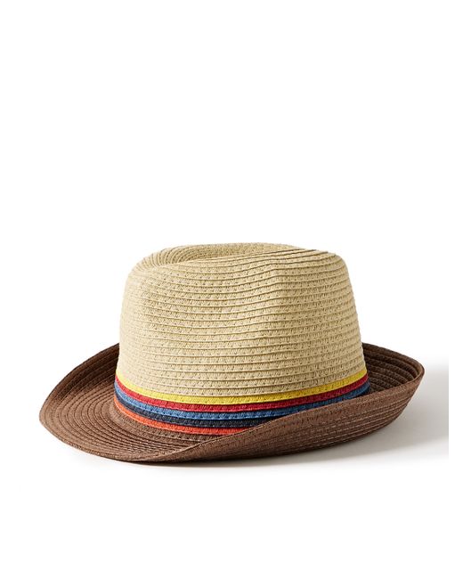 Paul Smith Striped Braided Straw Trilby Hat S