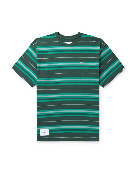 Wtaps Appliquéd Logo-Embroidered Striped Cotton-Jersey T-Shirt S