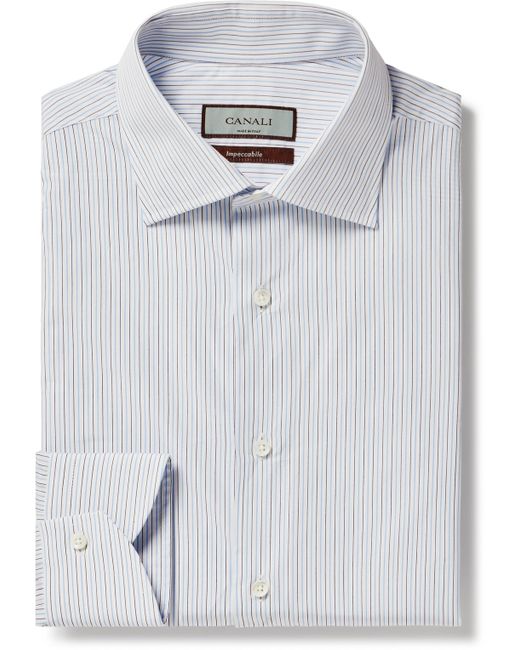 Canali Striped Cotton-Poplin Shirt EU 37