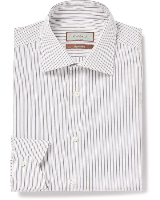 Canali Striped Cotton-Poplin Shirt EU 37