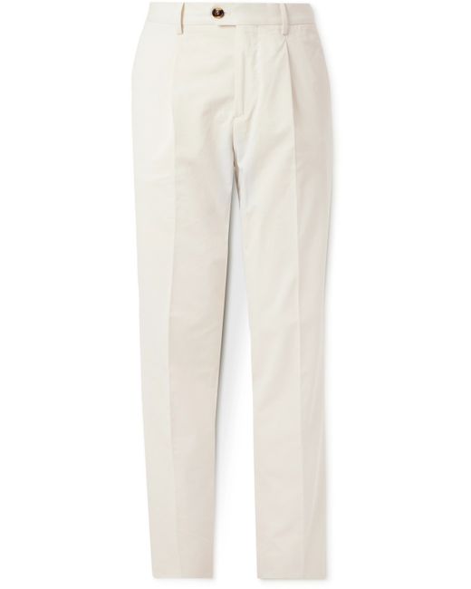 Brunello Cucinelli Straight-Leg Pleated Cotton-Blend Twill Suit Trousers IT 46