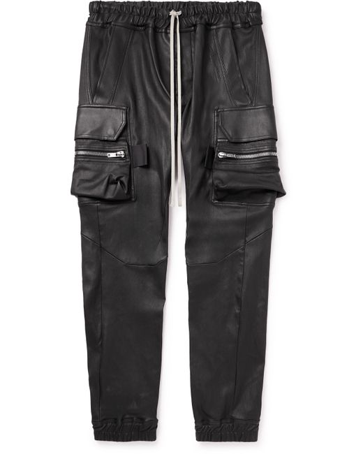 Rick Owens Mastodon Skinny-Fit Leather Drawstring Cargo Trousers IT 46