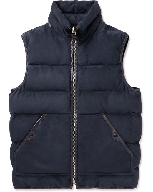 Tom Ford Quilted Leather-Trimmed Suede Down Gilet IT 46