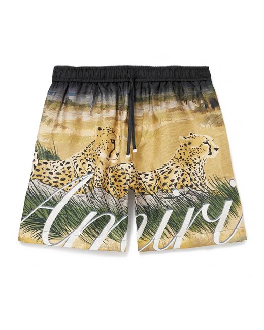 Amiri Printed Silk-Satin Drawstring Shorts XS