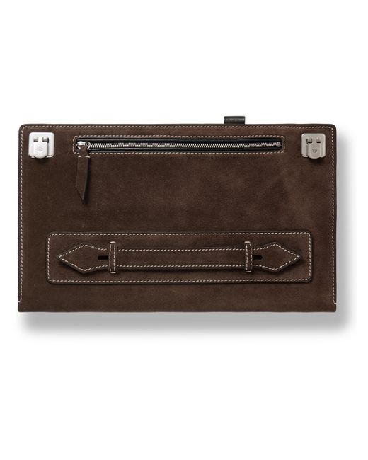 Métier Indiana Jones Runaway Limited-Edition Leather-Trimmed Suede Pouch