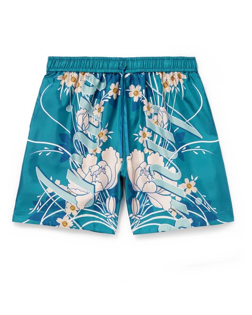 Amiri Straight-Leg Floral-Print Silk-Twill Drawstring Shorts XS