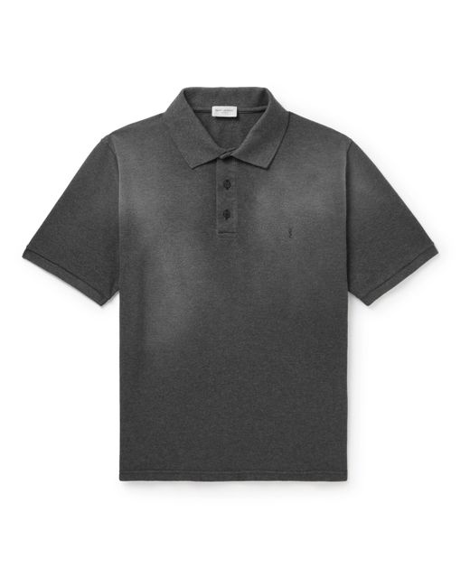 Saint Laurent Logo-Embroidered Cotton-Piqué Polo Shirt XS