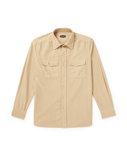 Tom Ford Panama Garment-Dyed Brushed-Cotton Shirt EU 39