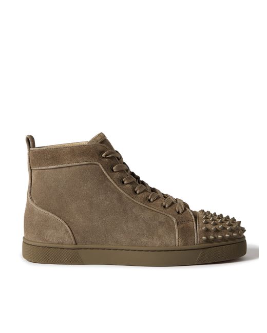 Christian Louboutin Louis Grosgrain-Trimmed Spiked Suede High-Top Sneakers EU 40