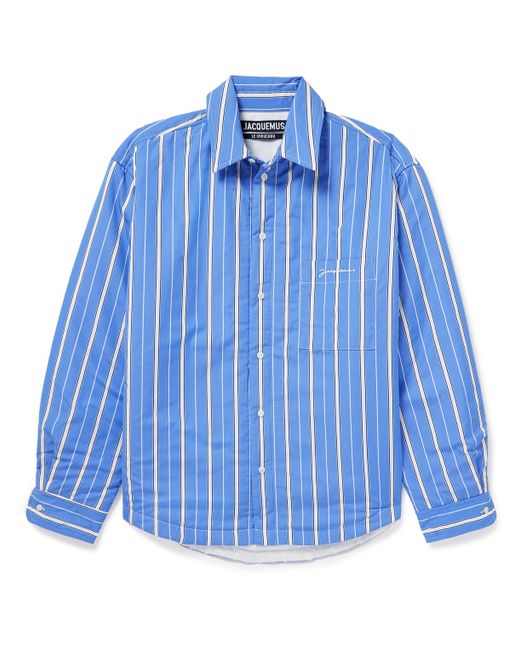 Jacquemus Logo-Embroidered Padded Striped Cotton-Poplin Overshirt IT 44
