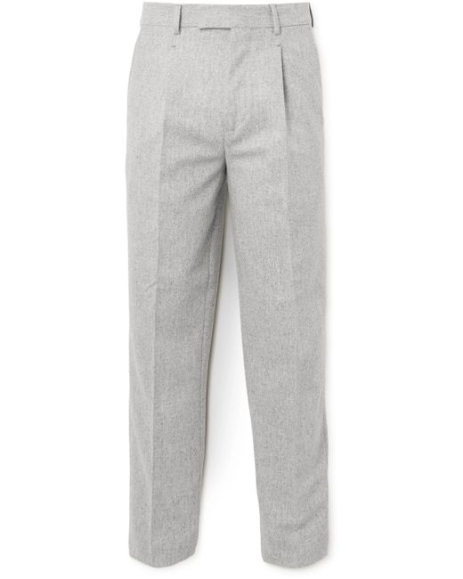 Z Zegna Tapered Pleated Wool-Flannel Trousers IT 46